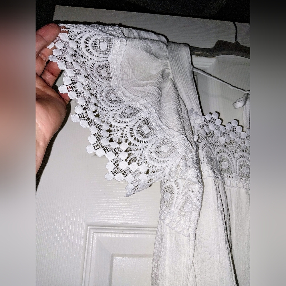 Lace Summer Flowy Top Blouse Sz Large 100% Cotton NWOT